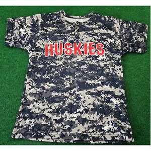 Youth‎ Medium Huskies Digital Camo Baseball Jersey Short Sleeve Button Up